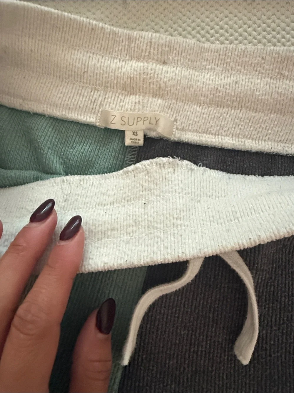 Z Supply Two-Tone Knit Shorts Set - Mint, Charcoal & Cream